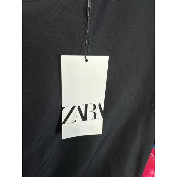 Zara Women's Collection Side Draped Mixi Dress Black Linen Blend Old Money S - Picture 11 of 15